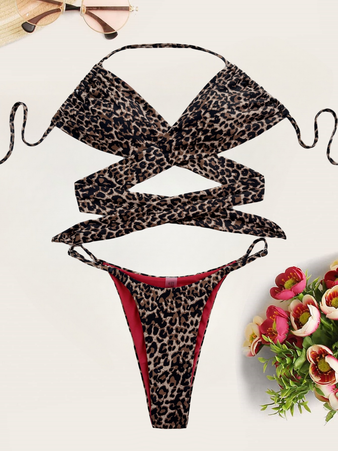 Leopard print bikini side view