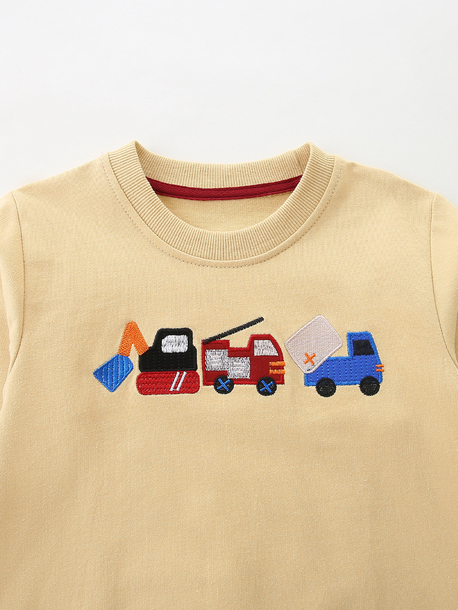 Suéter para niños de origen transfronterizo Moda europea y americana Bordado de coche Suéter para niños Suéter de algodón de punto con cuello redondo