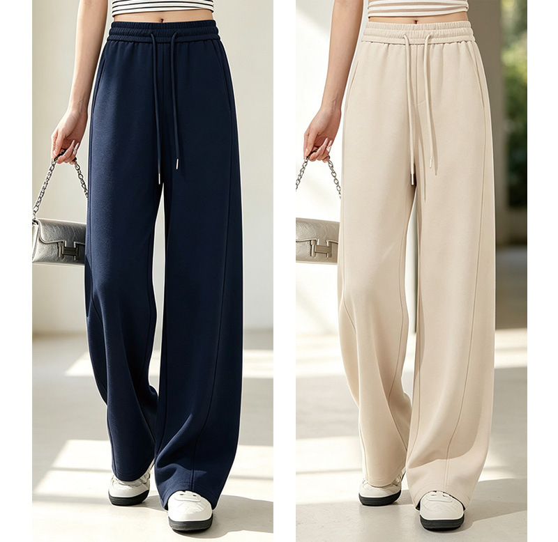 Quần culottes nữ ống rộng dáng lưỡi liềm cảm giác mát lạnh — Xanh navy chi tiết 6