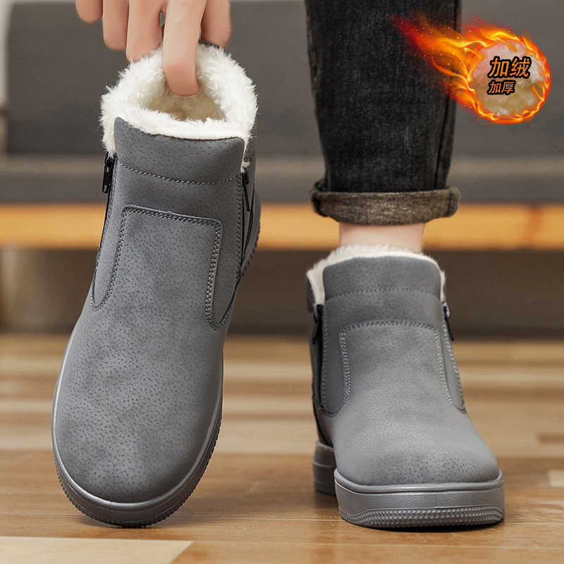 Botas de nieve de invierno para hombres piel calentamiento de algodón para hombres al aire libre impermeable antideslizante más vello grueso botas de algodón noreste
