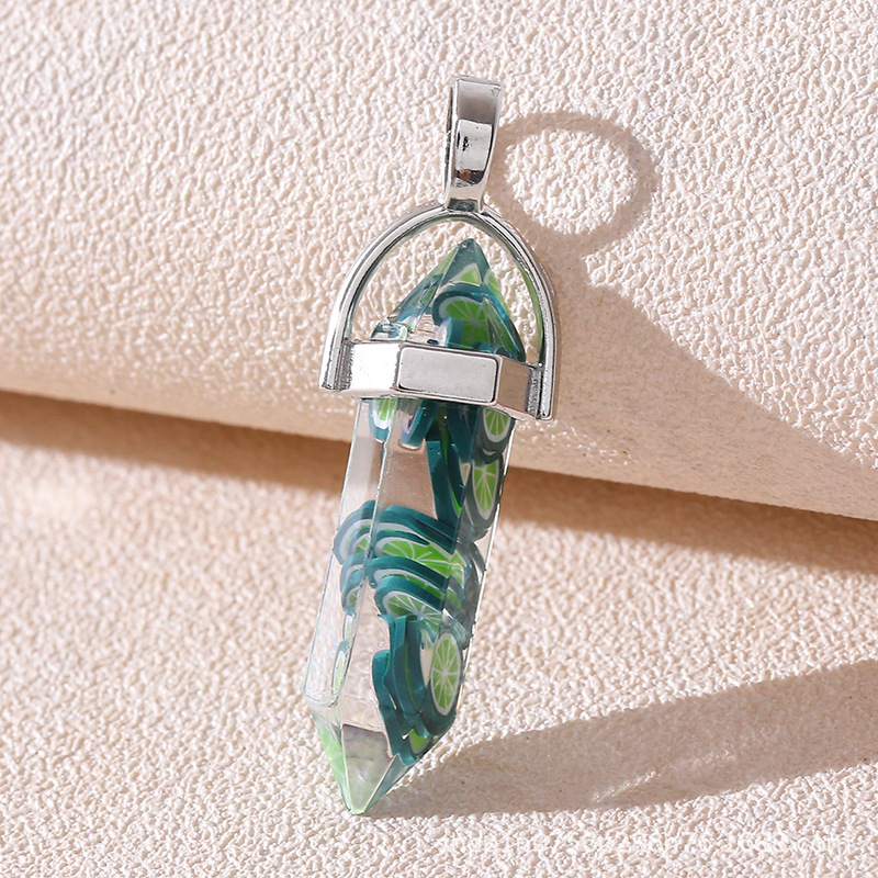 Venta caliente transfronteriza piedra natural amatista cristal rosa colgante de columna hexagonal collar de bala de doble punta colgante único al por mayor