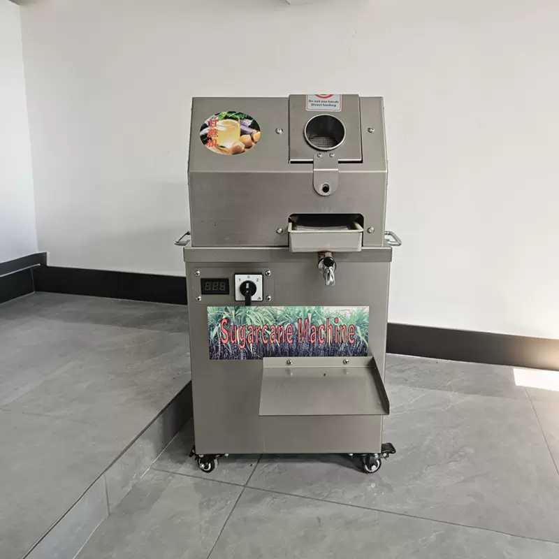 跨境新款商用立式电动甘蔗榨汁机不锈钢全自动插电蓄电甘蔗榨汁机