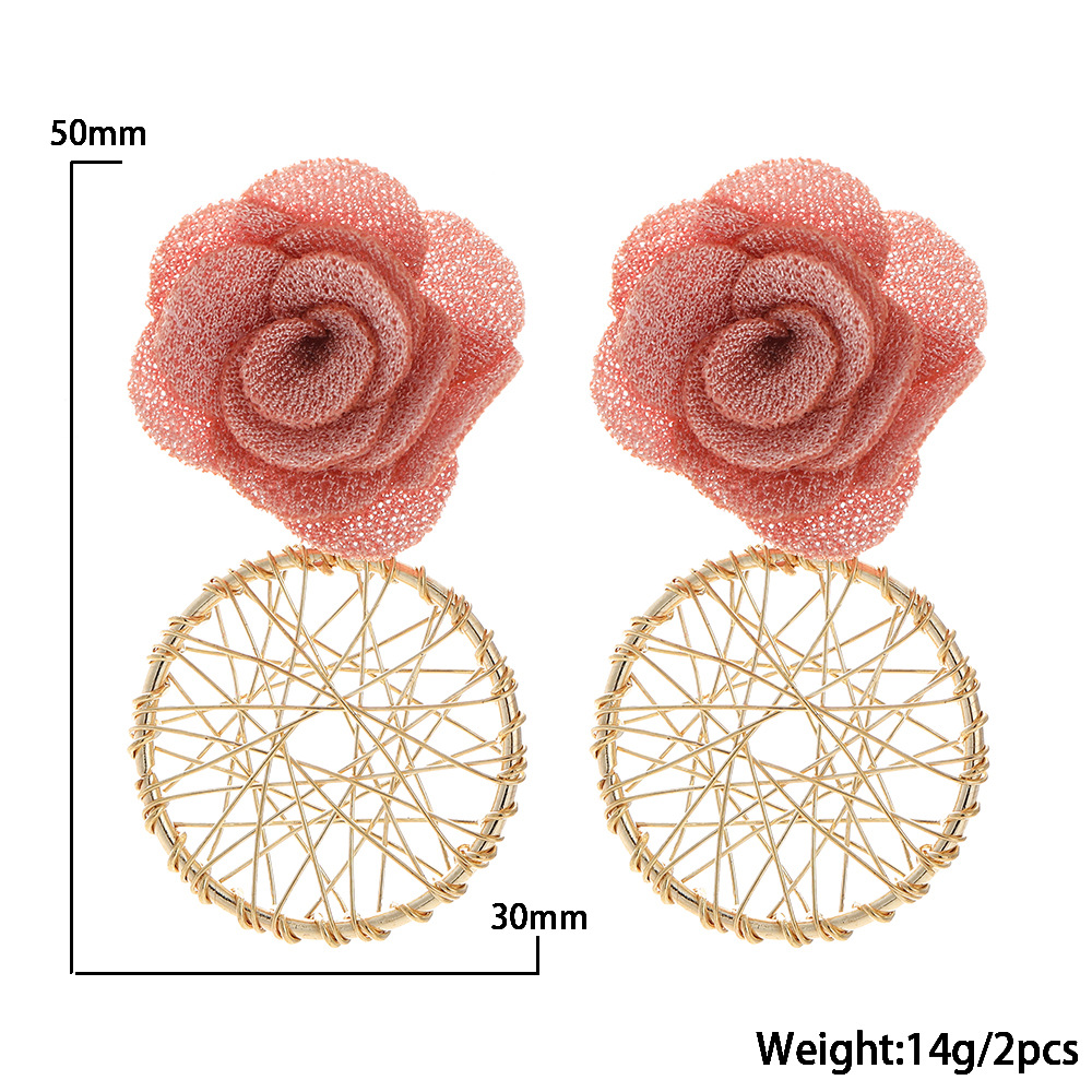 New Fashion Multi-layer Chiffon Cloth Lace Flower Earrings display picture 15