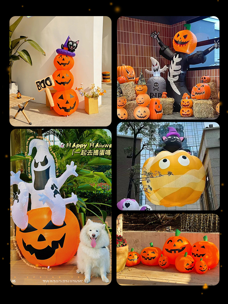 Decoraciones de Halloween lámparas de calabaza centro comercial grandes arañas inflables fantasmas modelo de aire jardín de infantes decoración de la escena
