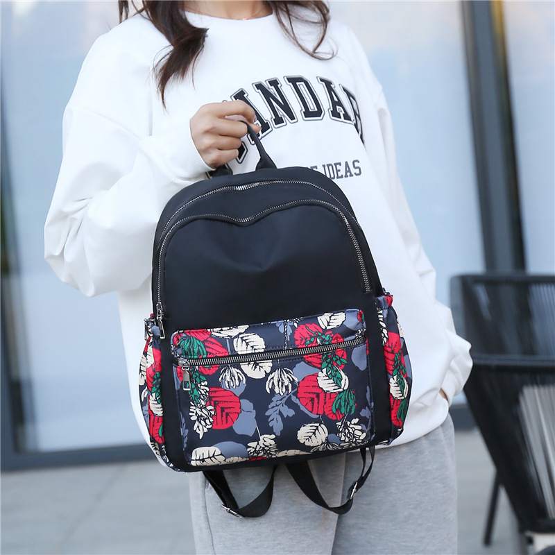 Backpack Women's 2022 New Korean Edition Fashion Oxford Cloth Ladies Schoolbag Large Capacity Printed Casual Travel Backpack