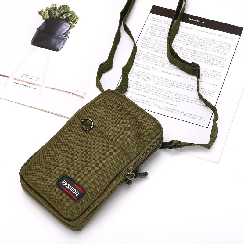 Business Fashion Canvas Bag New Outdoor Crossbody Storage Phone Solid Color Simple Multi use Men's Waist Bag in Stock