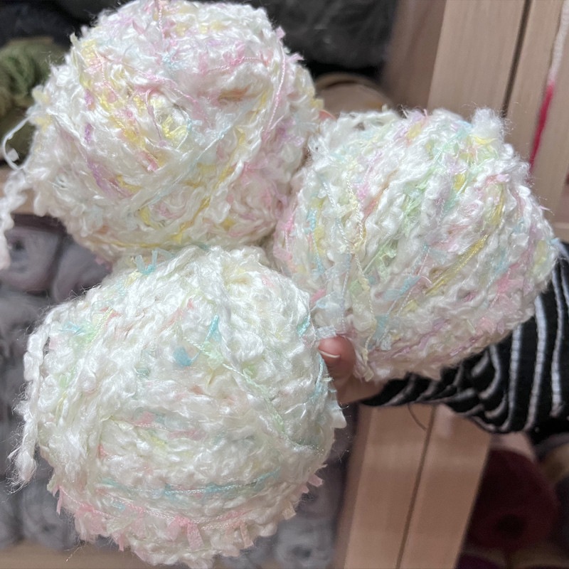 厂家供应进口马卡龙色蝴蝶纱圈圈DIY手混线包包线围巾线