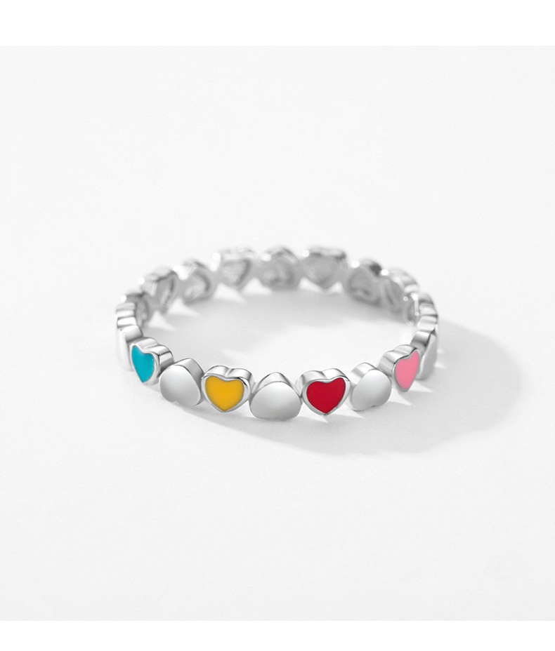 Fashion Heart Shape Sterling Silver Epoxy Rings 1 Piece