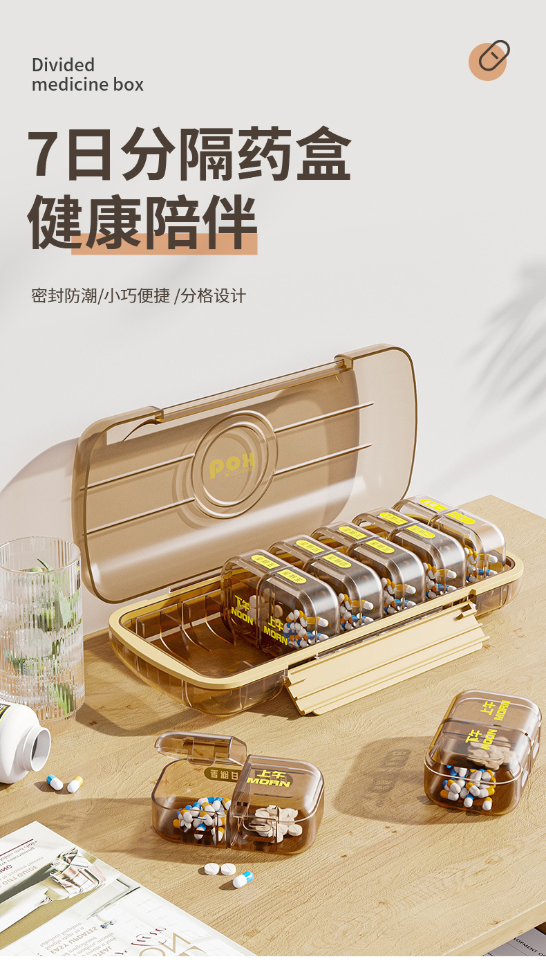 鑫乐药盒一周七天药品分装盒一日三餐随身便携式分药盒吃药提醒盒-阿里巴巴