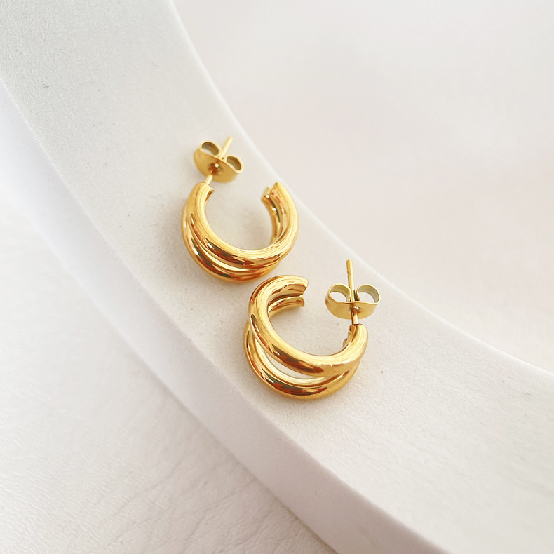 Earrings Classification 1 Pair Fashion C Shape Plating Titanium Steel Earrings