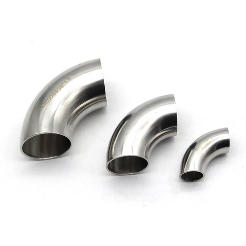 Wholesale sanitary grade elbow 304 stainless steel 90 degree internal and external mirror polished stamping bright welding elbow elbow 3