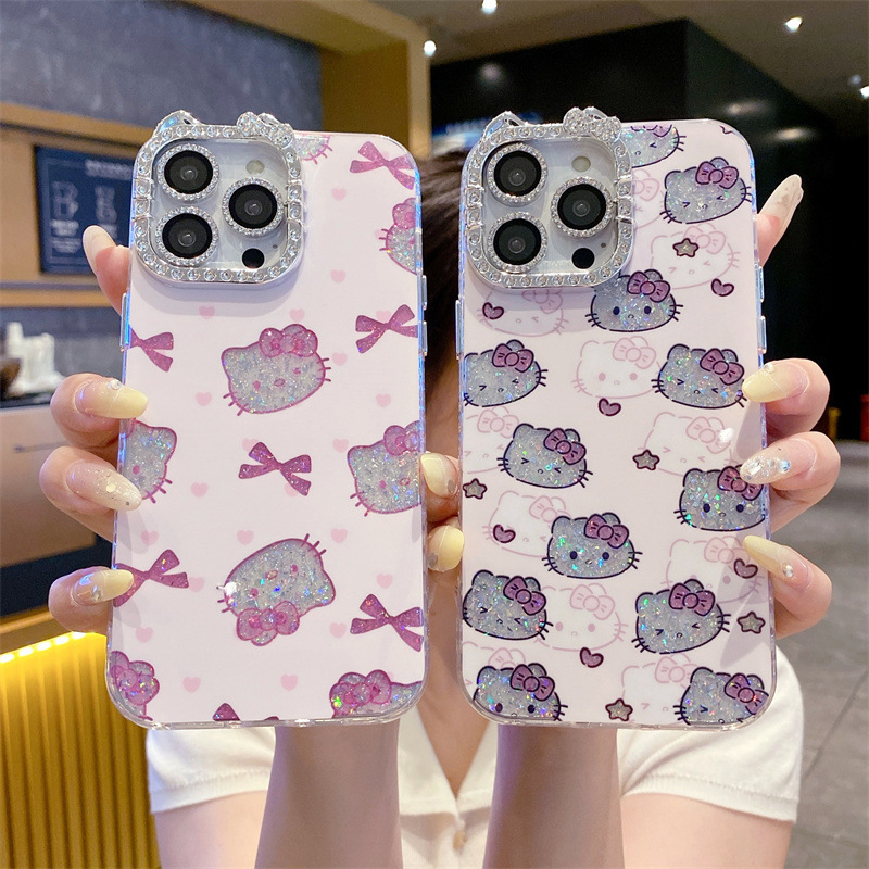 Popular Glitter Cat Ear Phone Case Suitable for Apple 17 Pro Max, iPhone 15 Lens Protector, Cute for 14 and 16