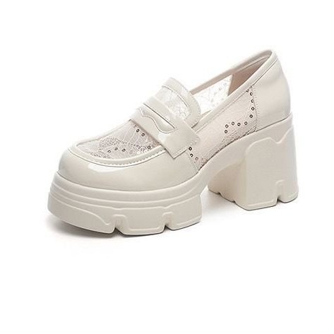 Zapatos de malla negra de fondo grueso Lefour mujeres verano transpirable versátil 2026 estilo británico para aumentar la altura delgada zapatos de cuero zapatos individuales