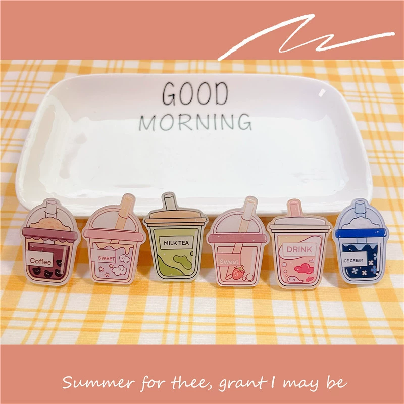 Симпатичные креативные напитки Наклейки на холодильник Летний лед Питьевой жемчуг Молоко Чай Наклейка со льдом Украшение Моделирование Пищевой сок