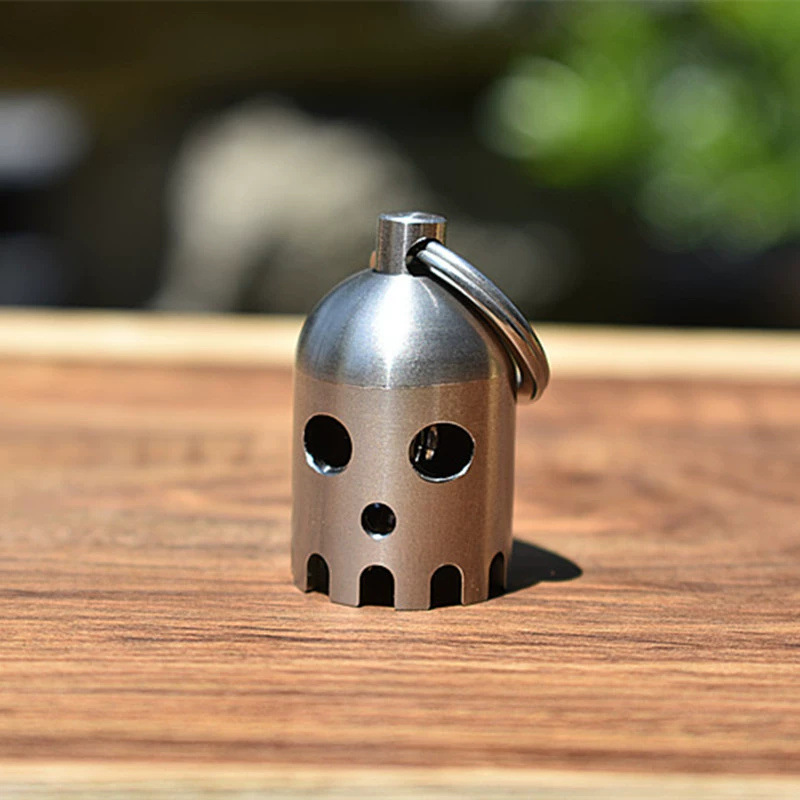 CNC Genuine 304 Stainless Steel Ghost Bell Wind Chime With Clear Sound, EDC Paracord Knife Pendant, Woven Rope Bag Accessory_voghion.com