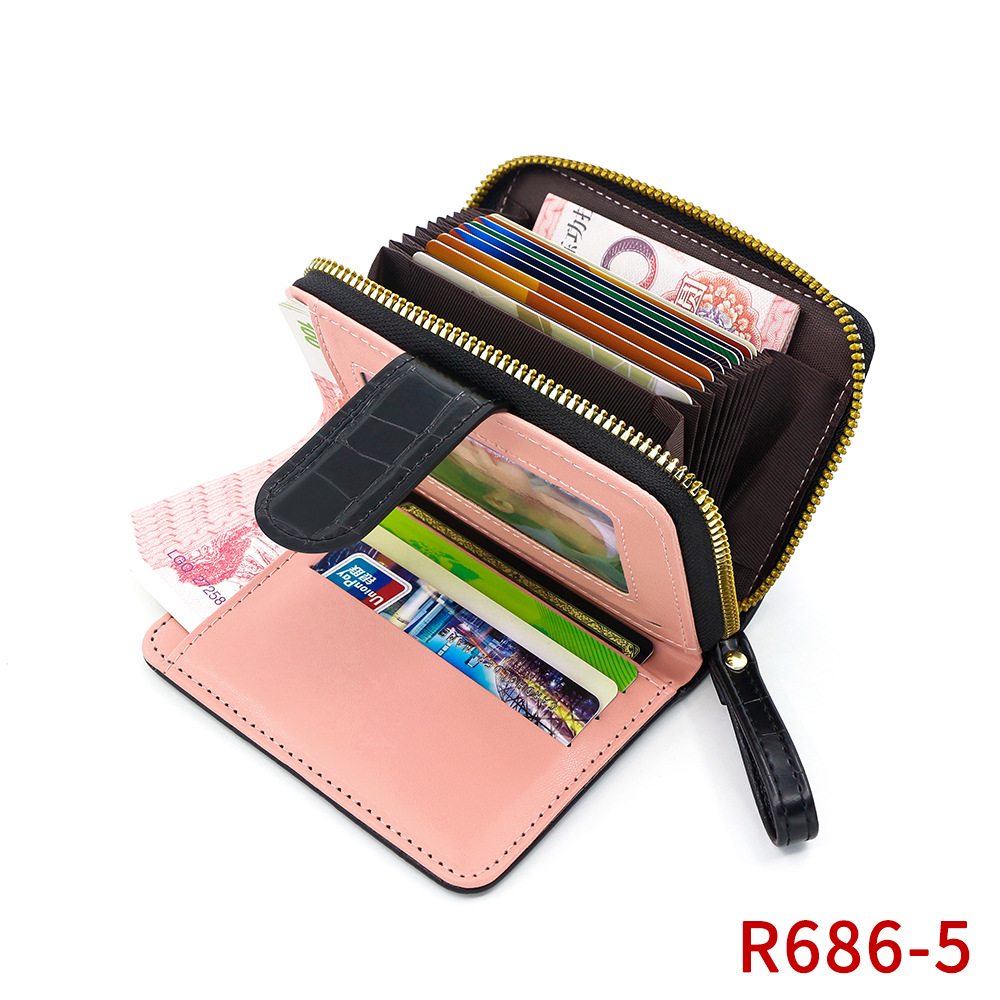 Nuevo estilo coreano de las mujeres cartera corta patrón de piedra moda hebilla de gran capacidad Multi-tarjeta monedero bolsa de identificación