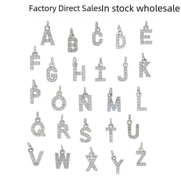 Mini Version Micro-Inlaid Letter Accessories 26 English Small Letters Zircon Pendant Earrings Necklace Pendant Accessories Wholesale