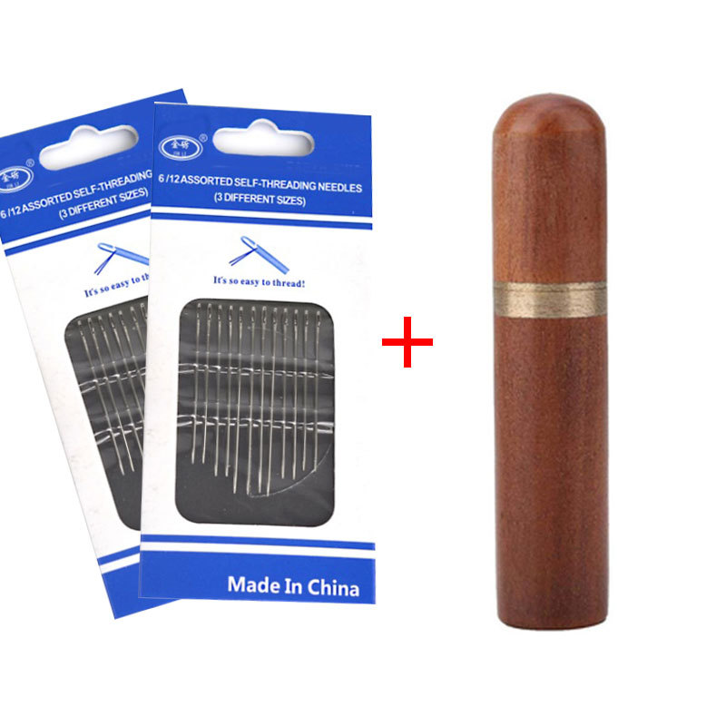 Aguja de coser a mano tubo de almacenamiento de sándalo entrada lateral ciego con aguja de cola dorada herramienta doméstica tubo de almacenamiento de costura caja de costura al por mayor