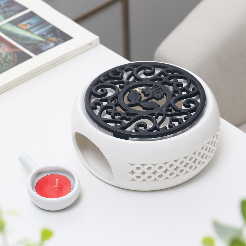 Té estufa vela restaurante Hotel hogar base de cerámica chino hueco aislamiento calefacción vidrio fruta flor tetera