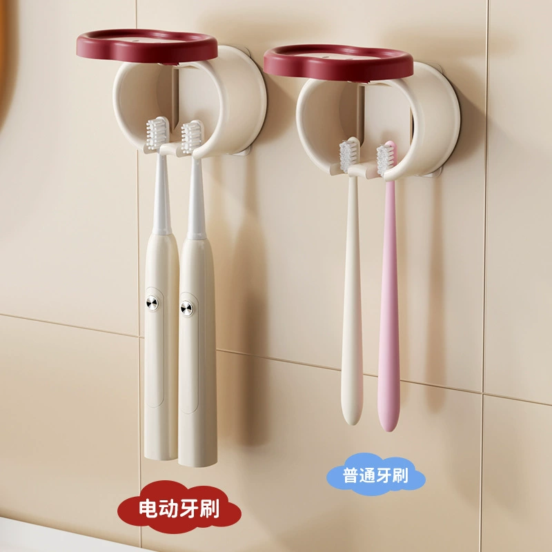 Apple, toothbrush, glass holder