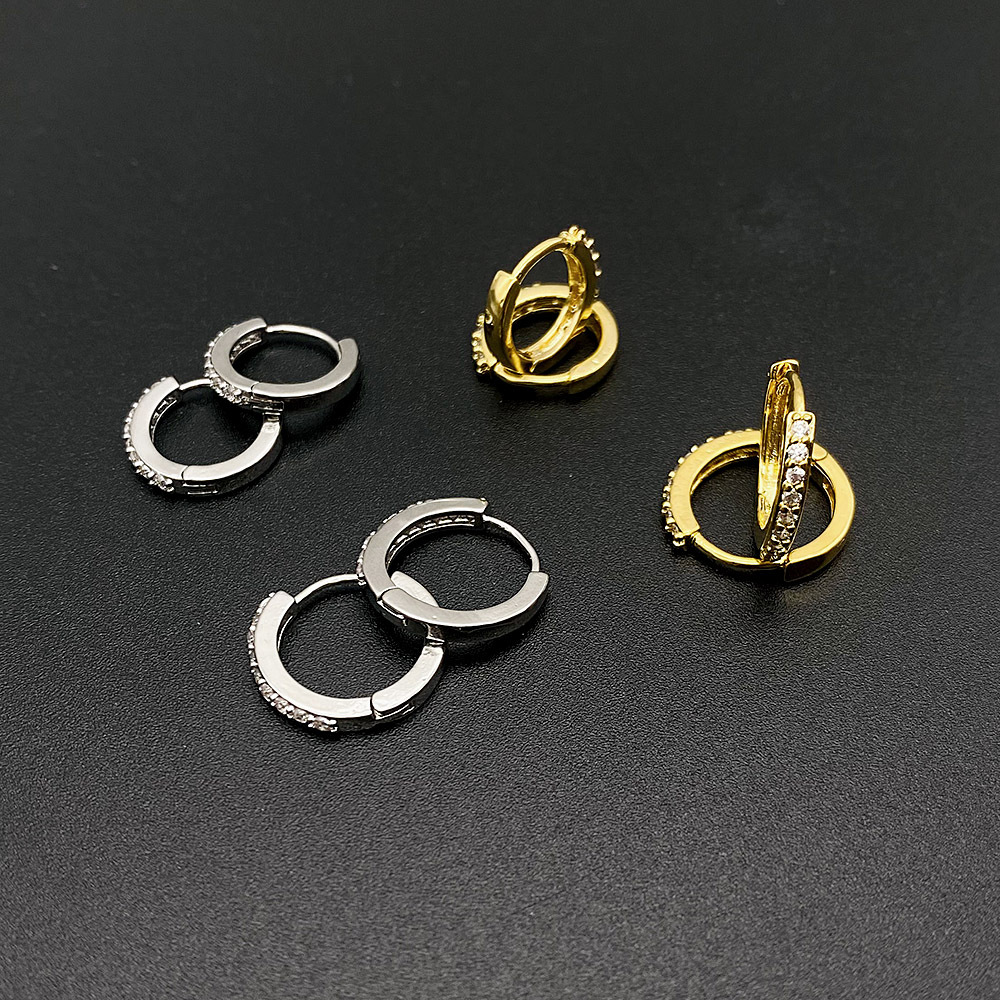 Copper Material Geometric Pattern Women'S Gender 1 Piece Simple Style Geometric Inlay Copper Zircon Hoop Earrings