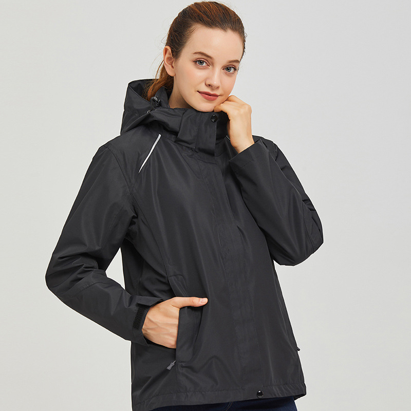 Chaqueta de pareja de doble pieza forro polar sombrero chaqueta a prueba de viento a prueba de lluvia deportes al aire libre moda casual ventas directas de fábrica