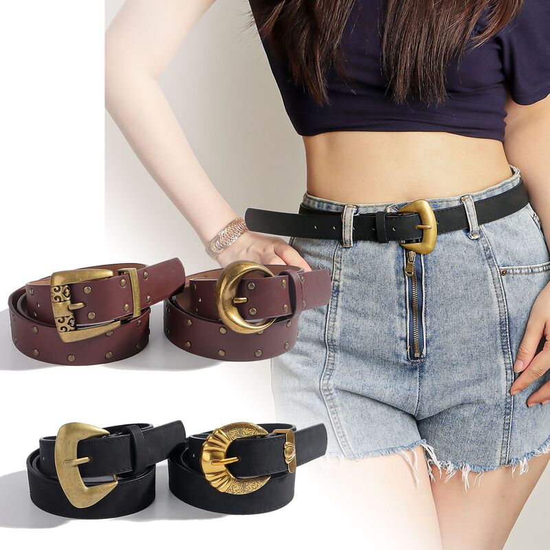 New Carved Retro Pu Casual Spicy Girl Belt, Simple Versatile Decorative Belt for Pairing with Jeans and Low-Rise Pants New Carved Retro Pu Casual Spicy Girl Belt, Simple Versatile Decorative Belt for Pairing with Jeans and Low-Rise Pants