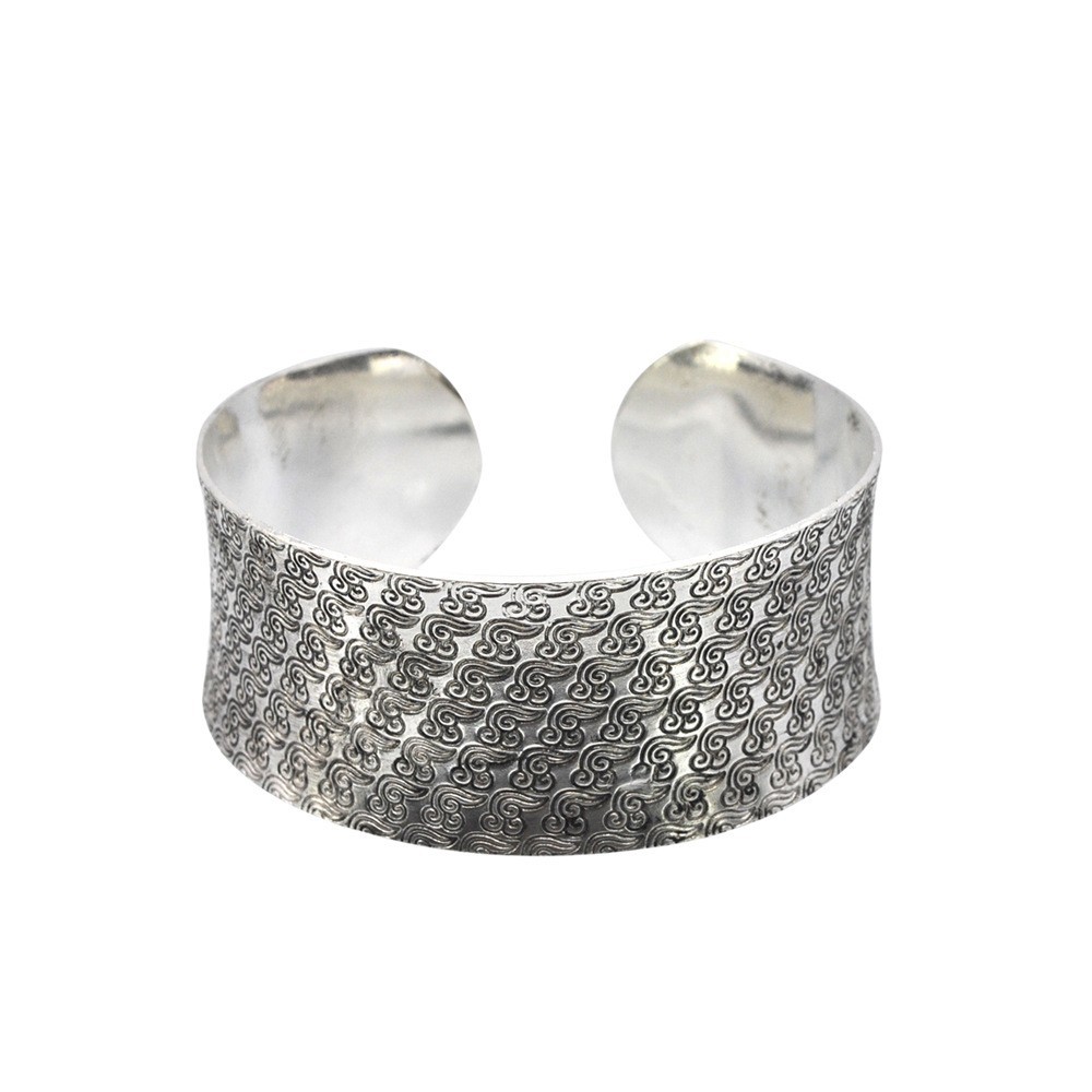 Pulsera de elefante de plata Miao con apertura, estilo étnico, brazalete ancho vintage, venta al por mayor