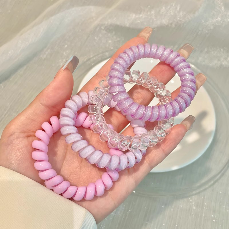 Moda de color gelatina esmerilado cabello telefónico bucle de cabello de alta elasticidad duradera correa de goma simple mujer cabeza de cabello de cola de caballo toque de cabello