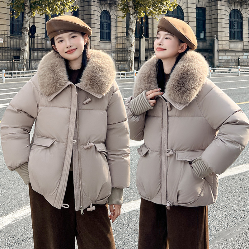 2024 nuevo algodón de pluma gruesa ropa de algodón mujer invierno pequeño abrigo de cuello corto abrigo de lana ropa de pan caliente image 4