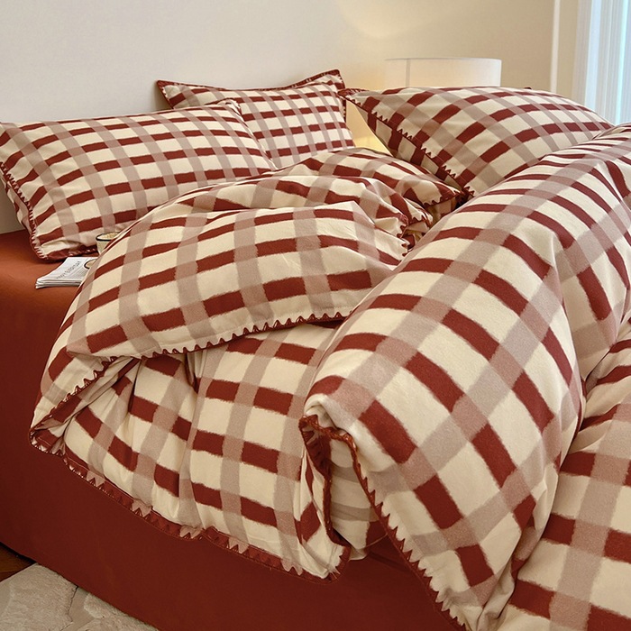 Algodón completo con bordes de conchas - lema - rojo