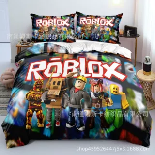 现货跨境家纺床上三件套roblox系列动漫数码印花加工定制厂家
