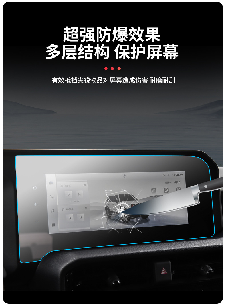 Suitable for 24 Toyota Prado Navigation Film Screen Tempered Film Bullying LC250 Modified Interior Supplies