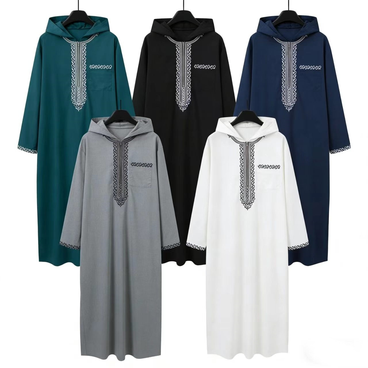Loose-Fitting Dress Character Costume with Embroidery, Long Sleeves, Hood, and Zipper Design, in Stock