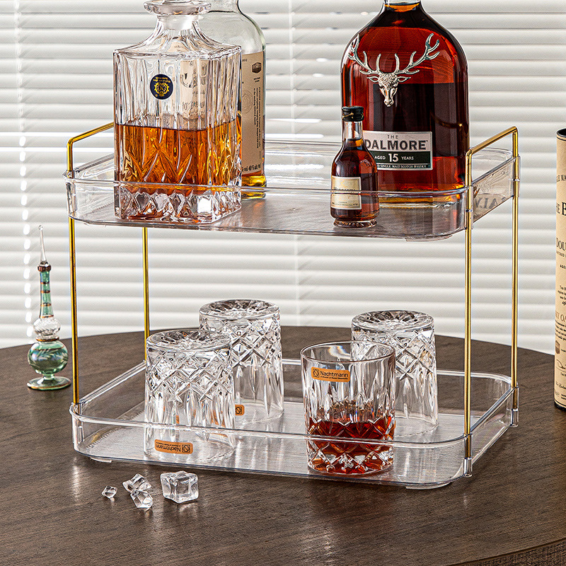 투명 컬러 [그물 없음] 2 중 컵 수납 랙