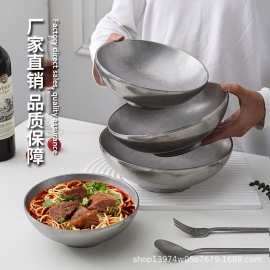 304 不锈钢碗隔热加厚食堂防烫双层汤碗餐具饭碗高颜值拉面碗批发