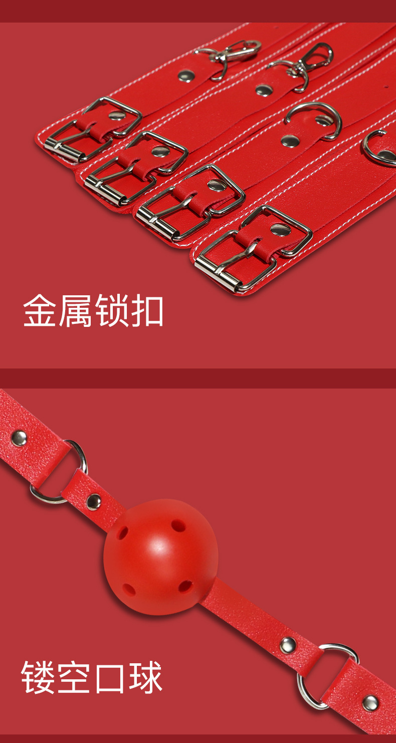 Jiuai SM Couples Bondage Set, 9-Piece Kit with Handcuffs, Nipple Clamps and Restraint Accessories — detail image 11