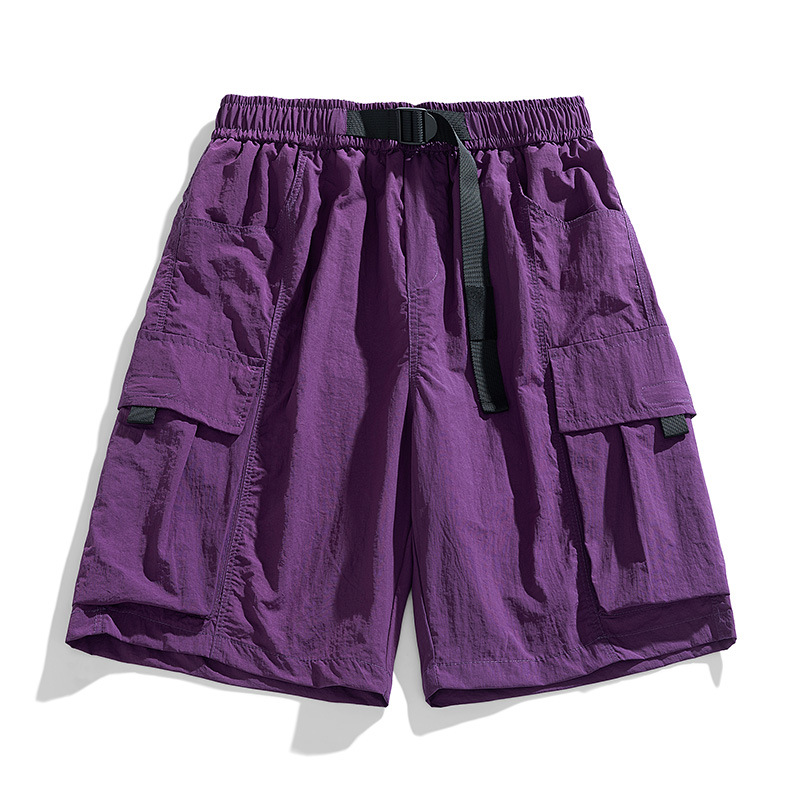 Japanese-Style Work Shorts for Men, Summer Functional Style, Multi-Pocket Casual Sports Thin Five-Point Shorts, Lightweight Quick-Dry Shorts