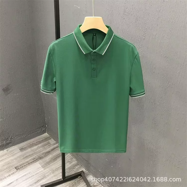 Поло summer silk в ретро стиле, мужская короткий рукав, отдых, M–5XL, разноцветные