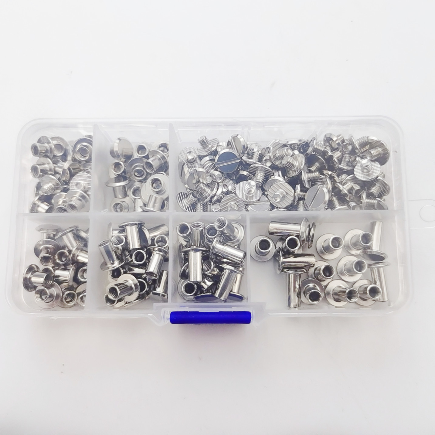 90 sets de 6 tamaño tornillo de la correa de hierro mancuerna bolsa de accesorios Heshang cabeza plana remache suministro transfronterizo