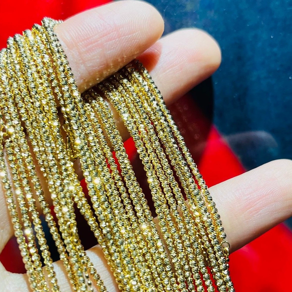 18K золото ожерелье флэш-цепи регулируемые тянуть шеи цепи новое ожерелье подарок золотые украшения 0230
