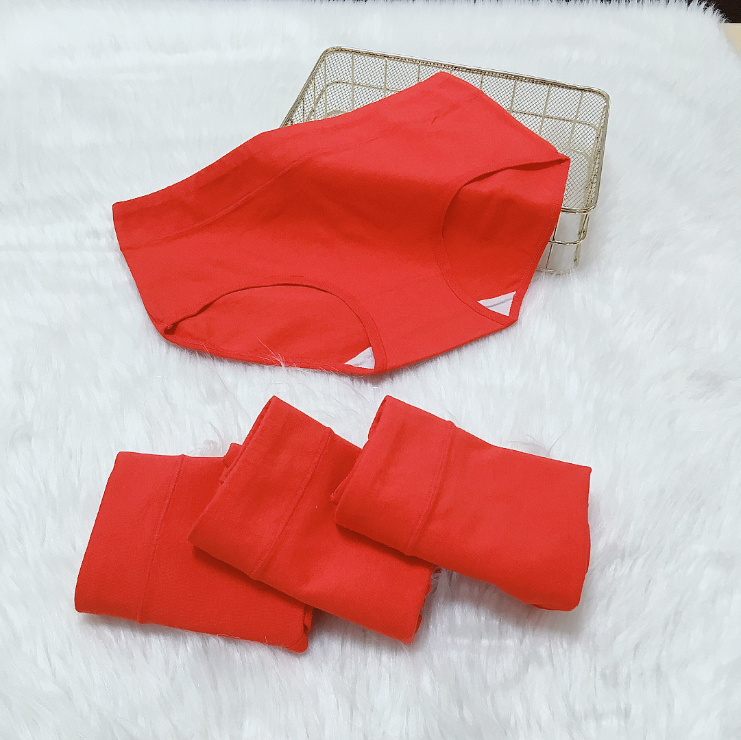 Bragas de algodón rojo de año natal para mujeres estudiantes japonesas de cintura media simple transpirable para niñas calzoncillos de gran tamaño al por mayor