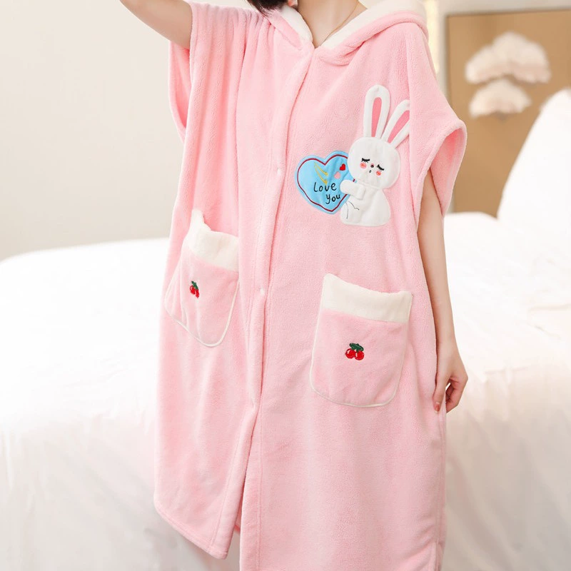 Детский коралловый велюровый халат с капюшоном и пряжкой, увеличенный и расширенный, персонализированный дизайн, милый кардиган, оптом