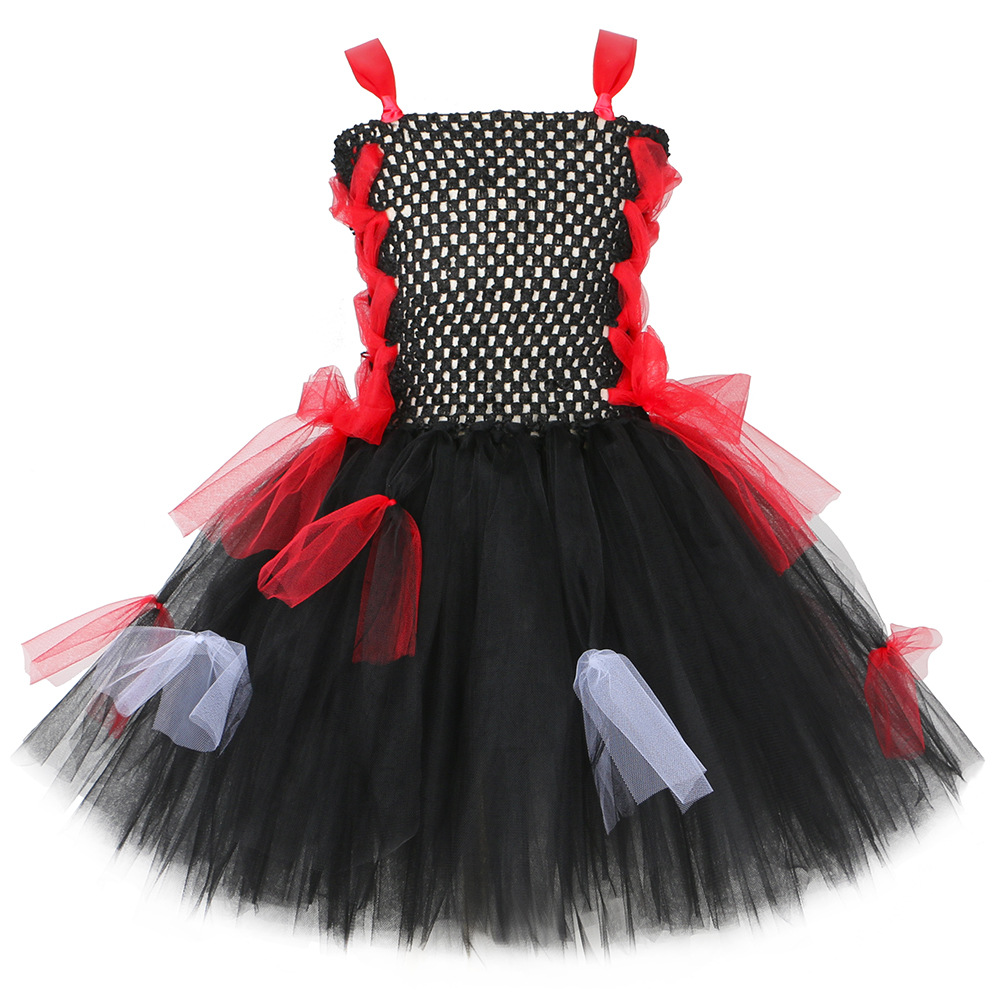 Kids' clothing children's Halloween costumes horror vampire zombie role play tutu skirt girls mesh dress_voghion.com