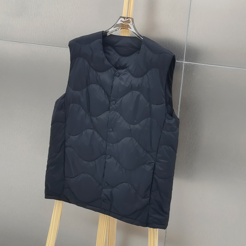 Nuevo invierno hombre ligero plumón interior cuello V delgado portátil suelto universal abrigo de manga larga de chaqueta blanca cálida