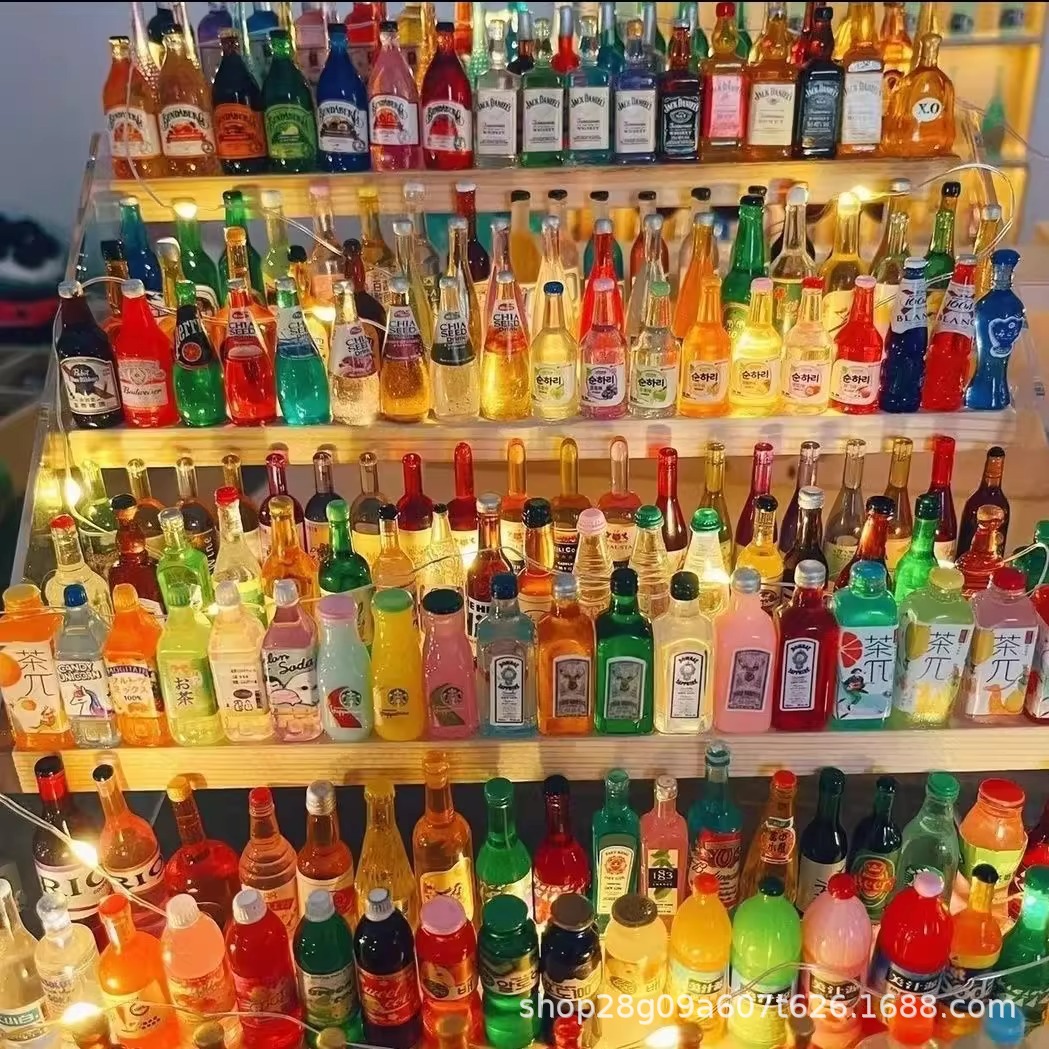 仿真酒瓶养乐多小diy树脂饰品水晶配件发夹抓夹发圈手工配饰材料