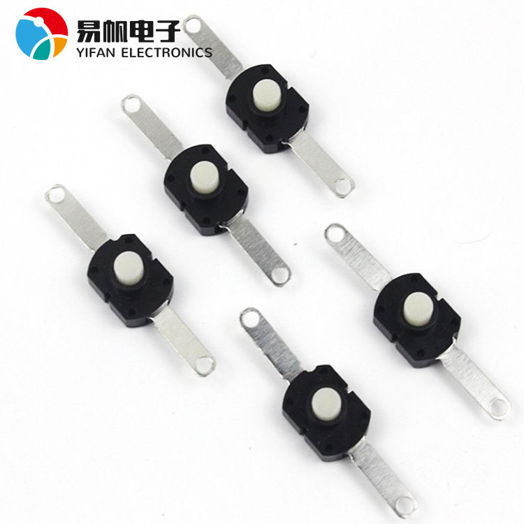 供应手电筒开关 YT-1712-CC一开一关按键自锁铜脚手电筒按钮开关