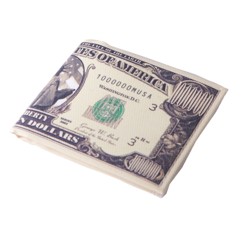 Wallet Cross-border Foreign Currency Coin US Dollar European and American Creative Canvas Short Wallet Coin Wallet Card Holder in stock Customizable
