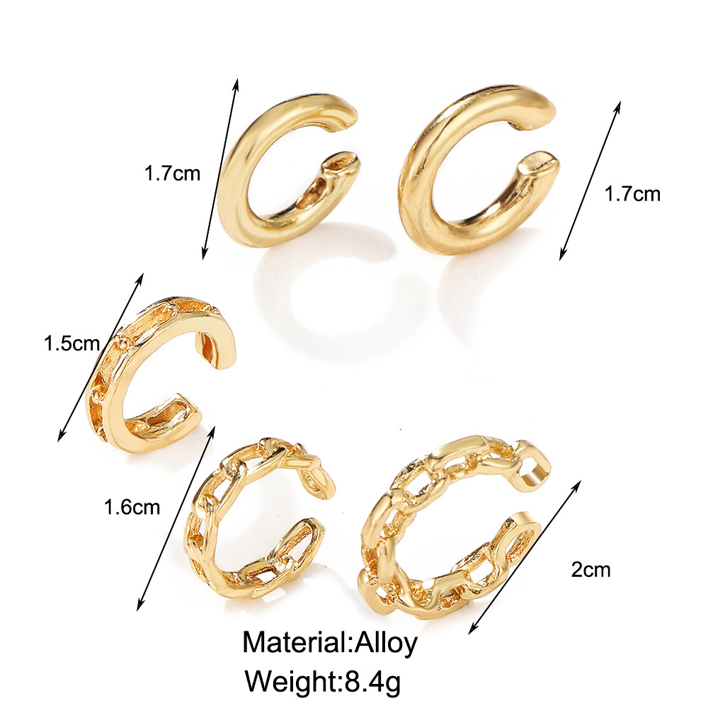 New Full Diamond Butterfly Golden Star Moon C-shaped Alloy Ear Bone Clip 4-piece Set display picture 2