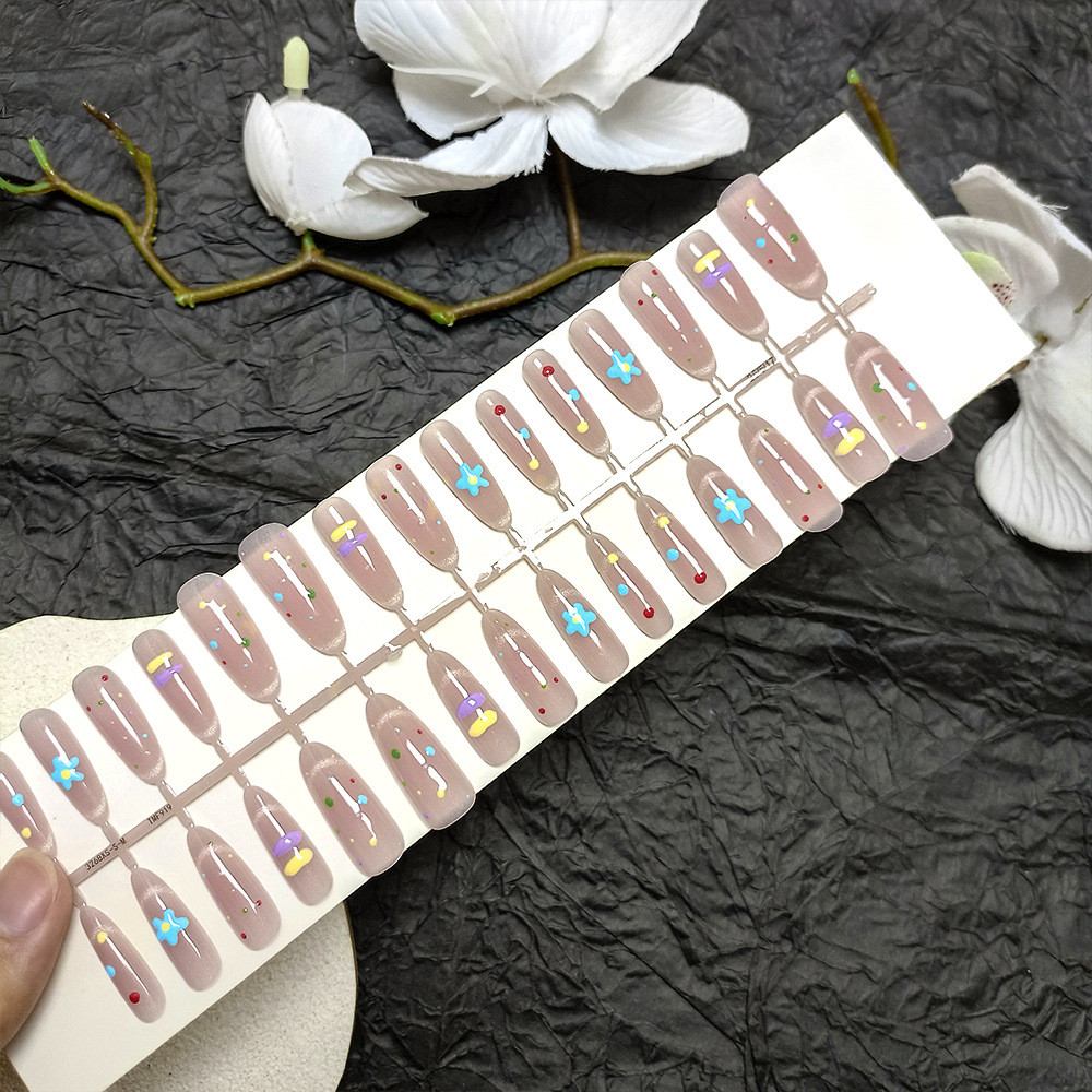 30 piezas de piezas de uñas de uñas de tamaño dividido en tiras, ojos de gato en relieve, nuevas uñas de vestir, flores al por mayor, uñas coloridas